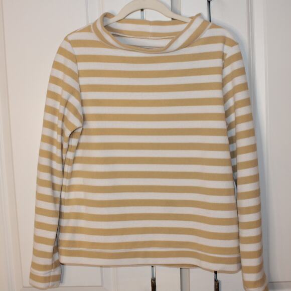 DUDLEY STEPHENS Binney Boatneck Striped Fleece Beige White | Medium - Picture 1 of 7